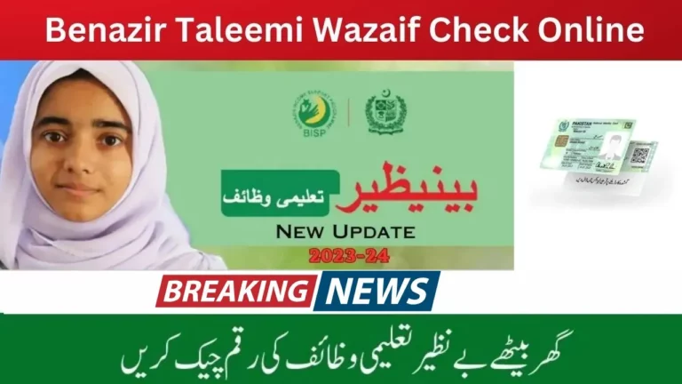 Benazir Taleemi Wazaif Balance Check Online by CNIC